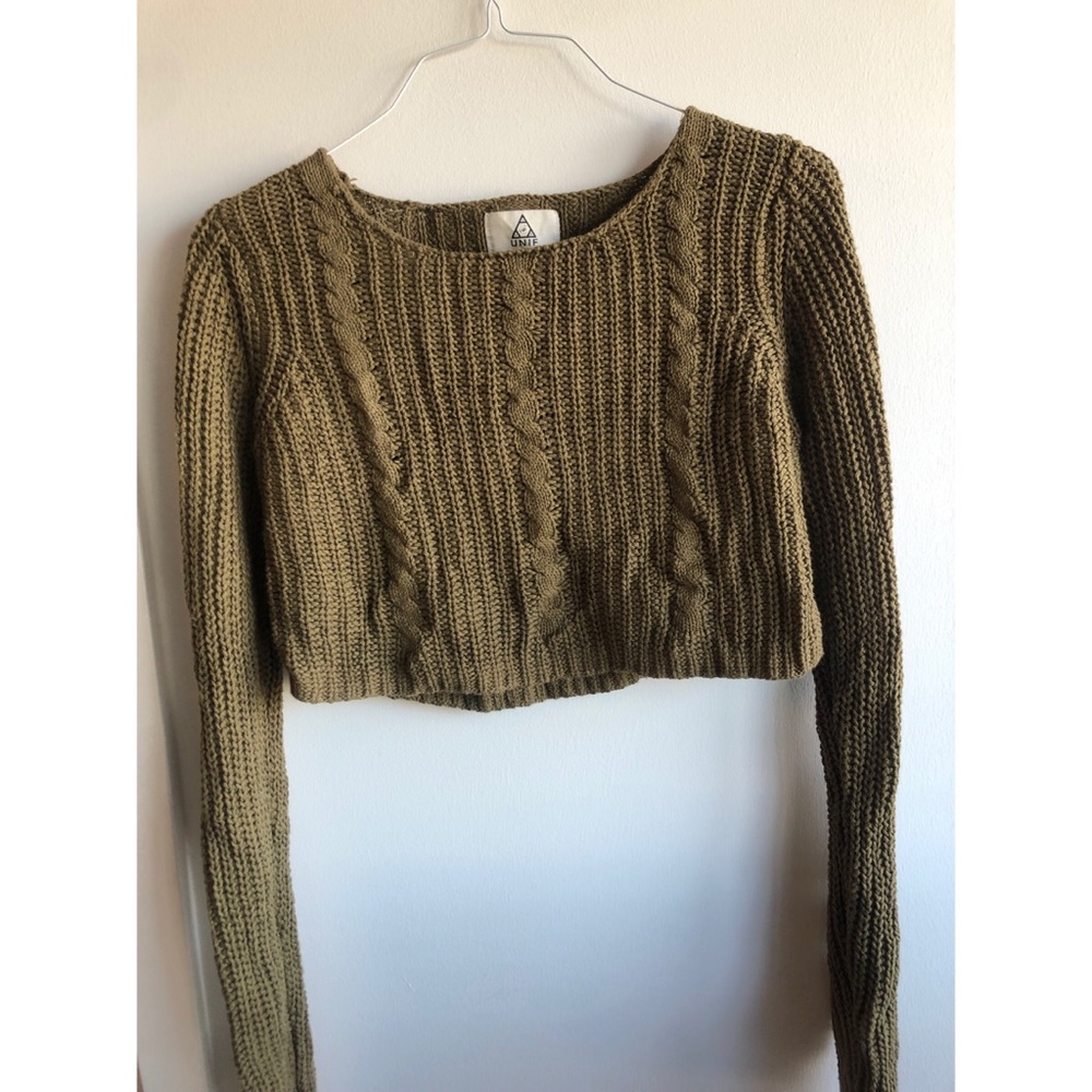 Army Green Cropped Sweater